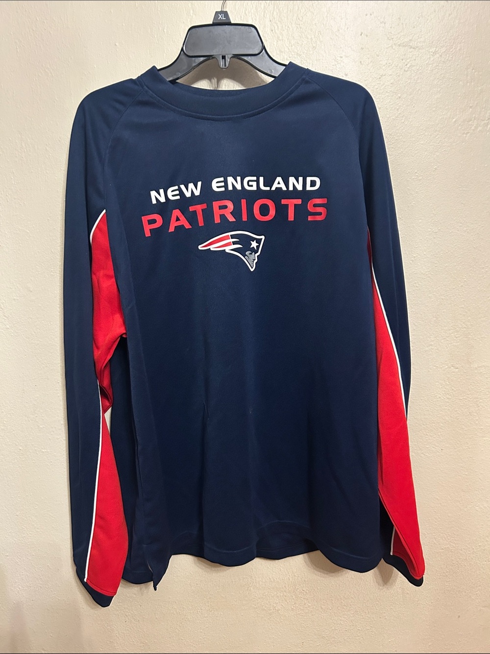 NFL New England Patriots Navy and Red Long Sleeve Tee
